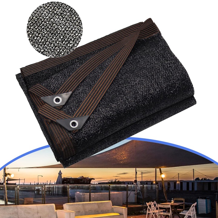Plasa de umbrire, 3x4m, 60%-70% umbrire, neagra, set 1x