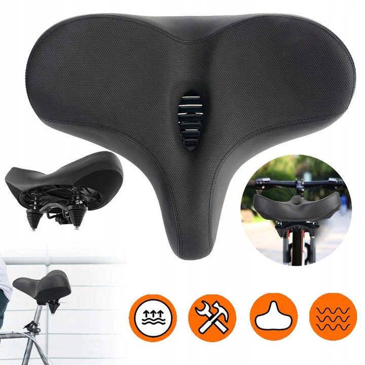 Siodel de bicicleta ergonomic, negru, 320x175x270mm, set cu 2 chei