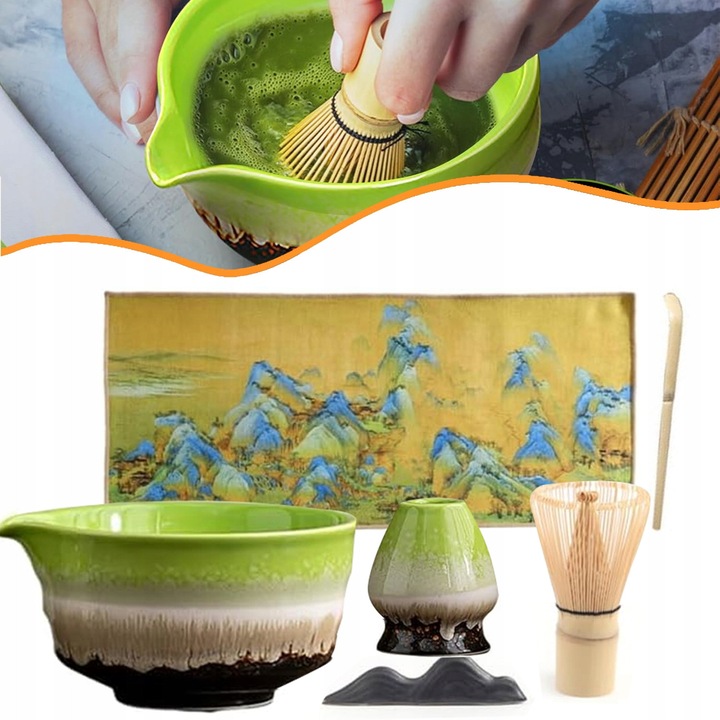 Set accesorii ceai, ustensile pentru Matcha, 1x tragator, 1x lingurita