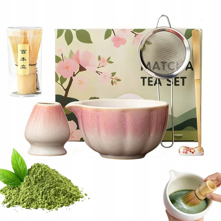 Set accesorii ceai, ustensile bambus pentru matcha, cu tel si lingura