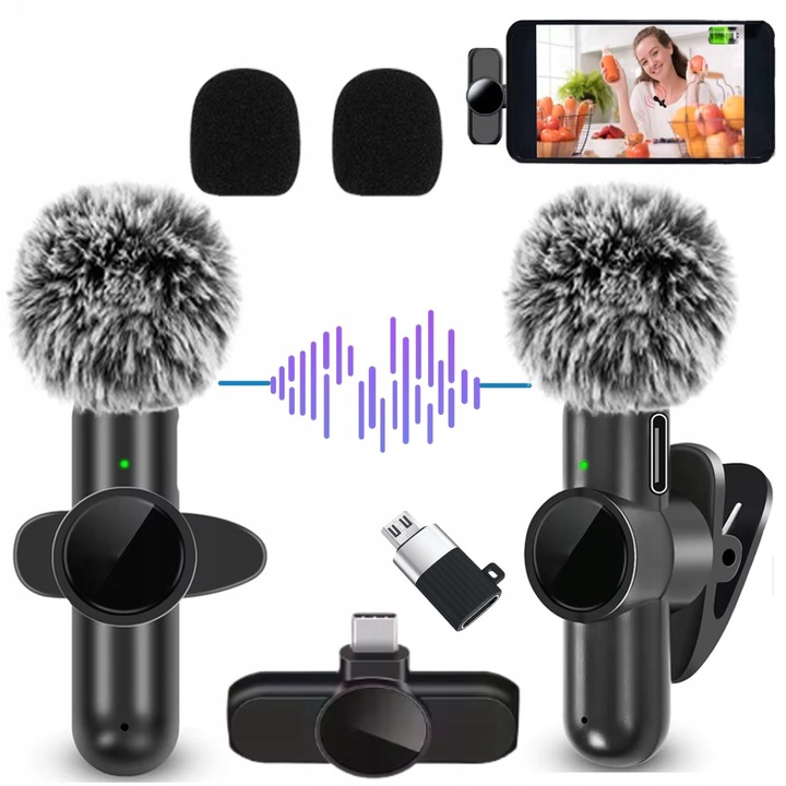 Set microfoane fara fir, sistem microfonic, pentru karaoke