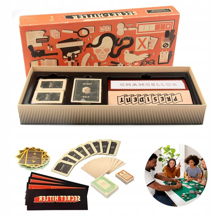 Secret Hitler társasjáték, 5-10 játékos, 45 perc, 38x15,2x5,1cm