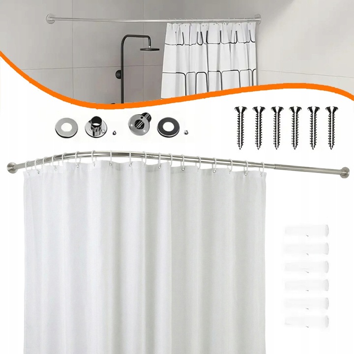 BARA DE DUS TELESCOPICA CURBATA 72-100X111-136CM, IN FORMA DE L