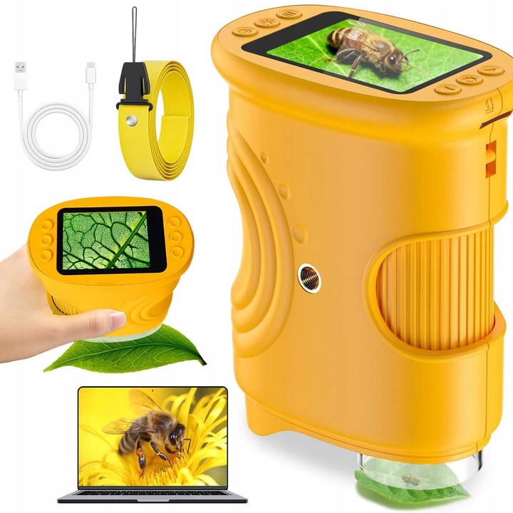 Дигитален микроскоп 1000x, 2MP, 2.0" екран, жълт