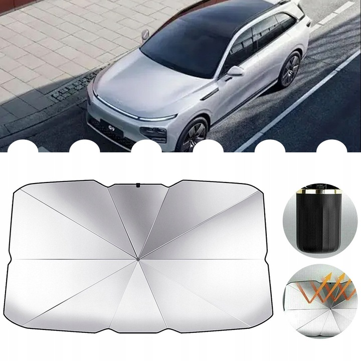 Parasolar auto, 140x80cm, set cu geanta de depozitare, pentru camion