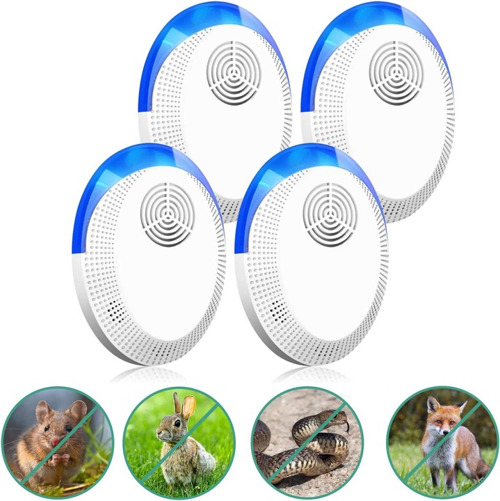 Set 4 x Aparate ultrasonice pentru daunatori gradina, pentru alungarea tantarilor, soarecilor, gandacilor si serpilor