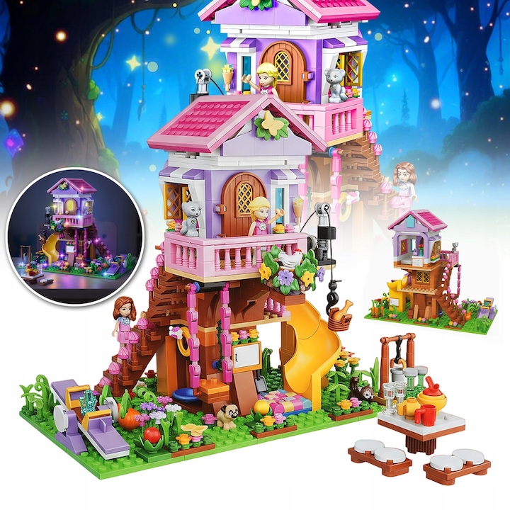 Set de constructie pentru casuta in copac, 685 piese, plastic, 20,5x25,6x13cm, multicolor