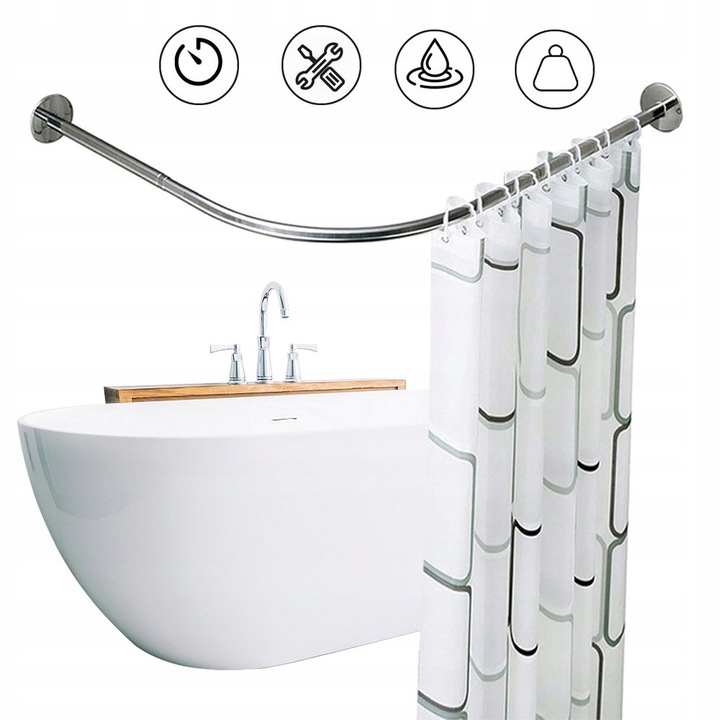 Drazeck pentru perdea de dus din otel inoxidabil, set coltar pentru cada