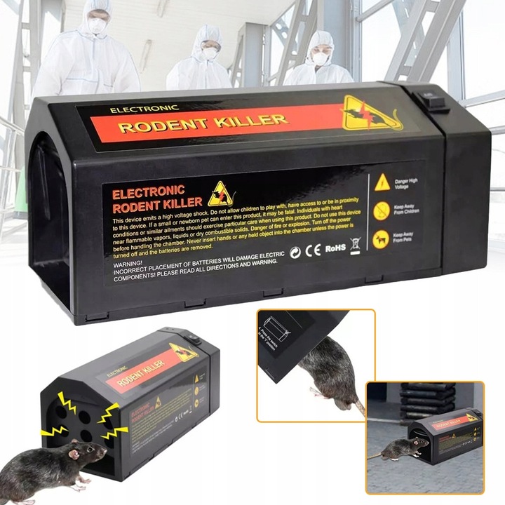 Capcana electrica pentru soareci si sobolani, inalta tensiune, negru