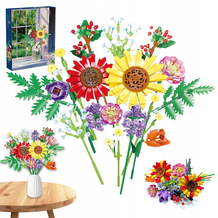 Set de constructie flori, 976 piese, plastic, 30x24x6 cm