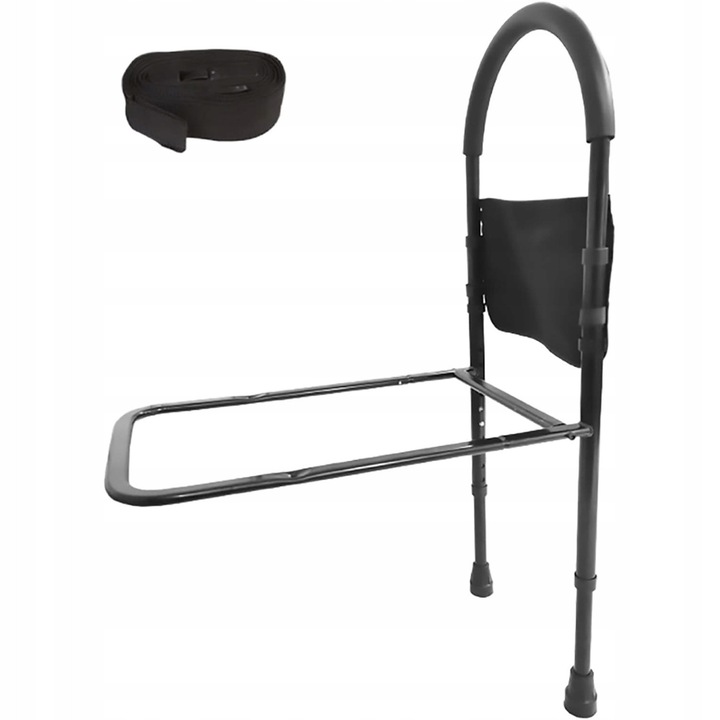Maner de sprijin pentru pat, 55x34x77-101cm, negru, set cu geanta de depozitare si curea