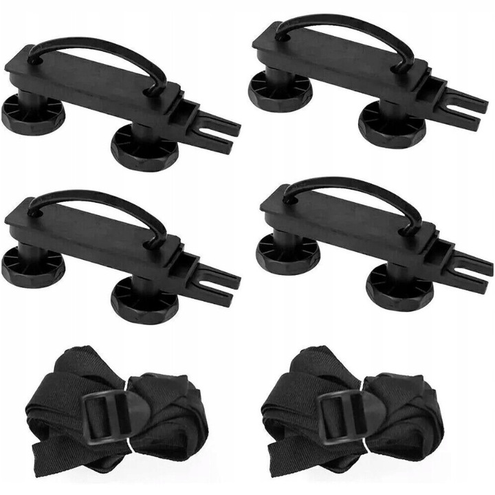 Set montaj pentru boks de acoperis, 4 cleme U-bolt, 4 placi plastice, 4 garnituri, 8 piulite, negru