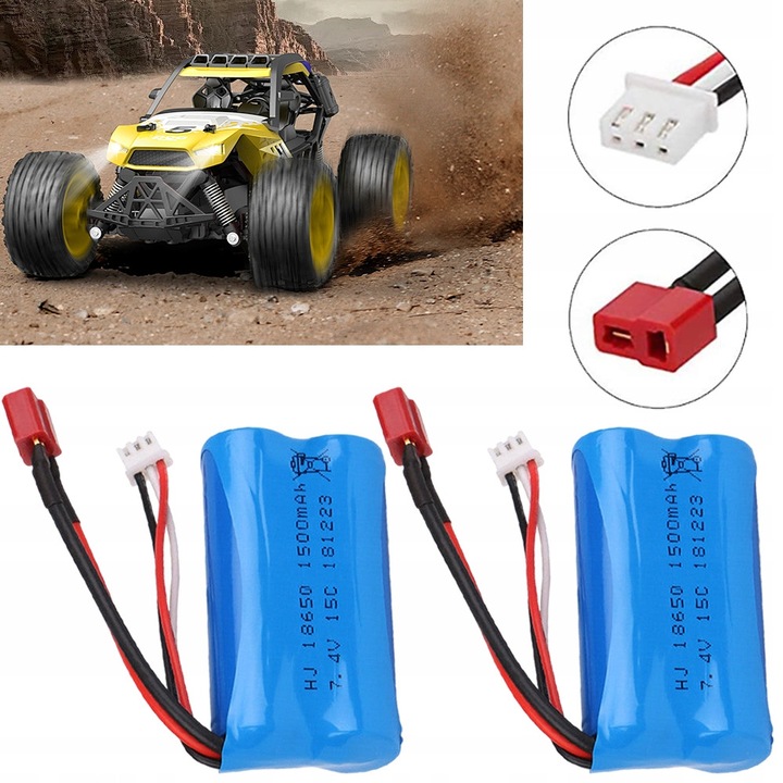 Set 2 Baterii Lipo 7.4V 1500mAh, pentru masini RC, albastru