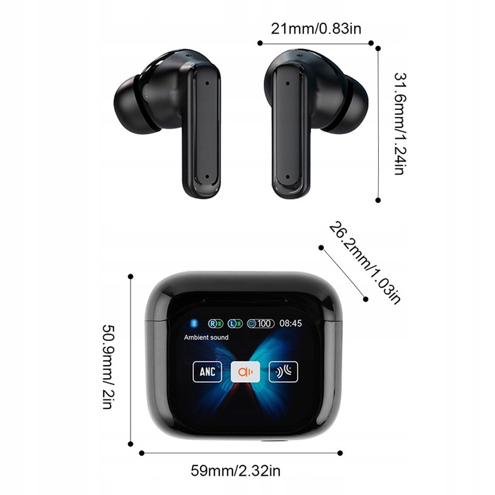 Vezeték nélküli fülhallgató, Bluetooth 5.3, valós idejű fordítás, szett