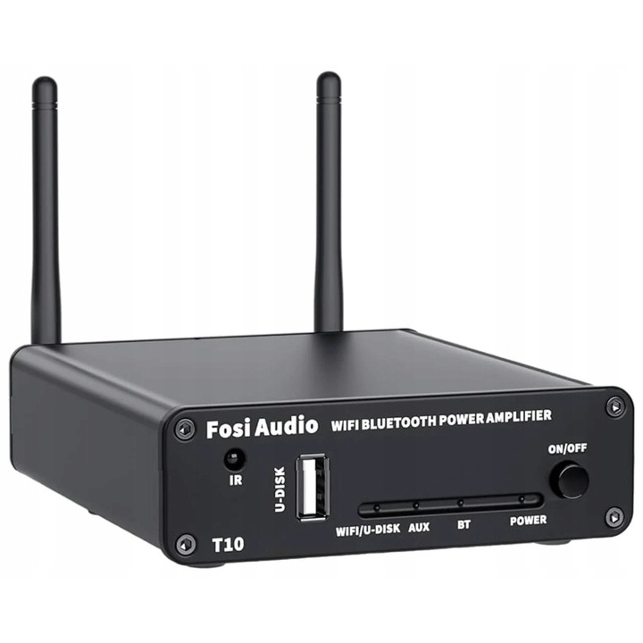 Стерео усилвател Fosi Audio, Wi-Fi, Bluetooth 5.0, AirPlay, 148x115x29 мм, пълен комплект