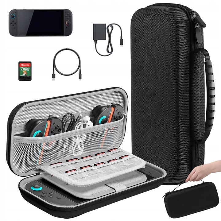 Etui compatibil Nintendo Switch 2, accesorii console gaming, prietenos pentru calatorii