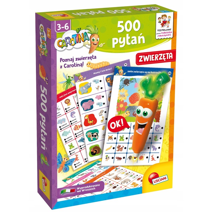 Joc educativ Carotina 500 intrebari, Lisciani, interactiv, cu stilou vorbitor, 3+