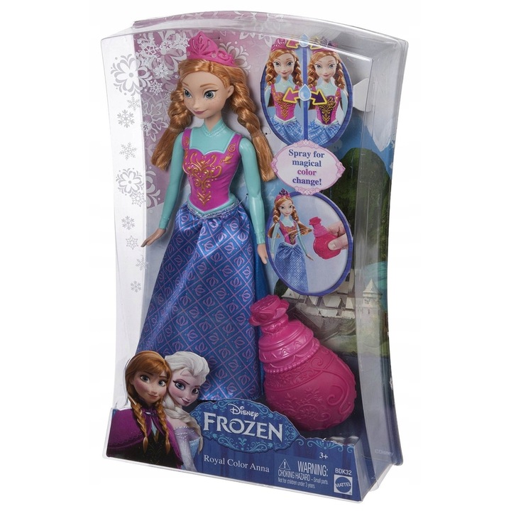 Set de papusi Disney, Hasbro, Elsa Wodna Magia, iluminare violet si albastru, 30cm