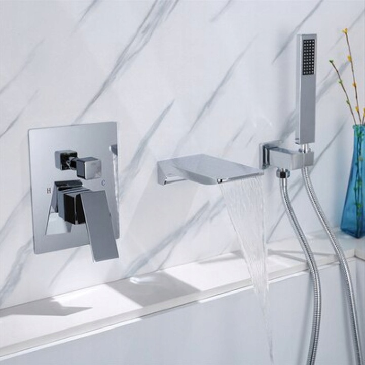 Baterie sanitara, PDS, baterie wanna cu efect de apafall, cromata, ceramica, montaj inclus