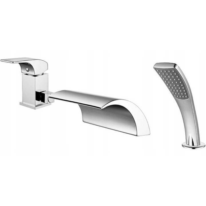 Baterie sanitara PDS, model PREMIUM, efect de apafall, crom, dimensiuni 18x6.5cm, set complet cu dus.