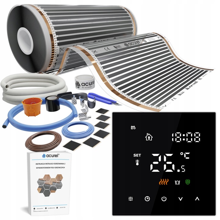 Нагревателно фолио Acurel 80W/m с програмируем термостат, комплект 29м