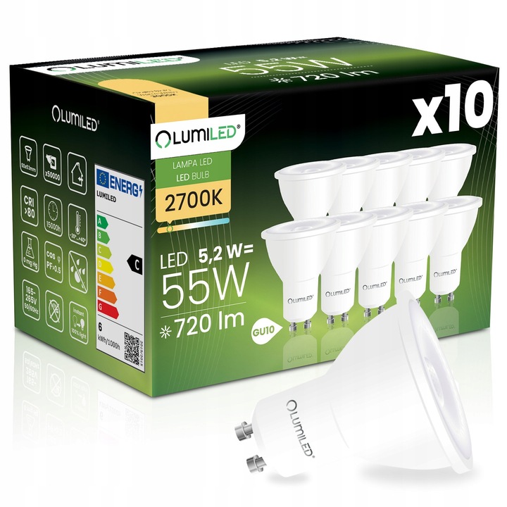 LED крушка Lumiled GU10 5,2W 720LM 2700K комплект от 10 броя