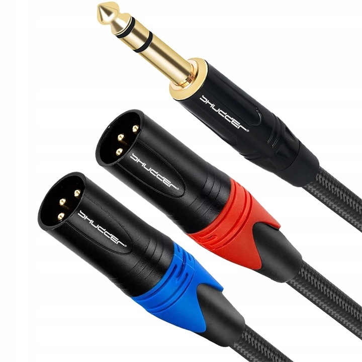 Jack 6.3mm sztereó kábel - 2 x XLR apa 1m Shudder, textil