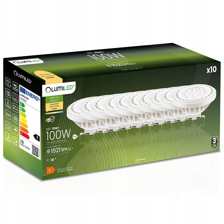 Set 10x Bec LED G53 AR111 15W 1521lm 3000K 38 12V