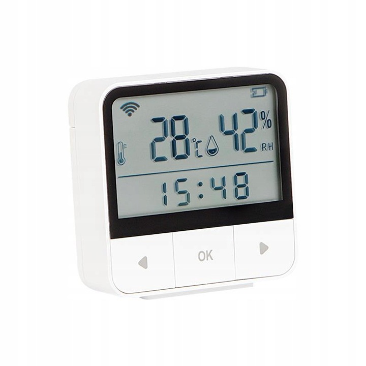 Termometru higrometru wireless, alb, 70x70x25mm, cu aplicatii Smart Life, Alexa, Google