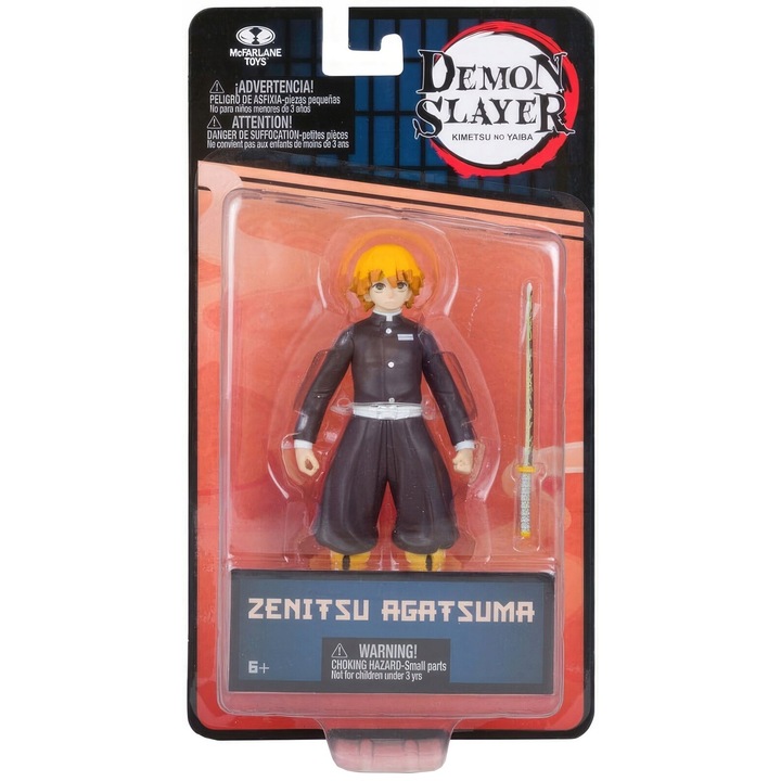 McFarlane Demon Slayer Zenitsu Agatsuma figura, 13 cm, precíz részletek, figura szettel és karddal
