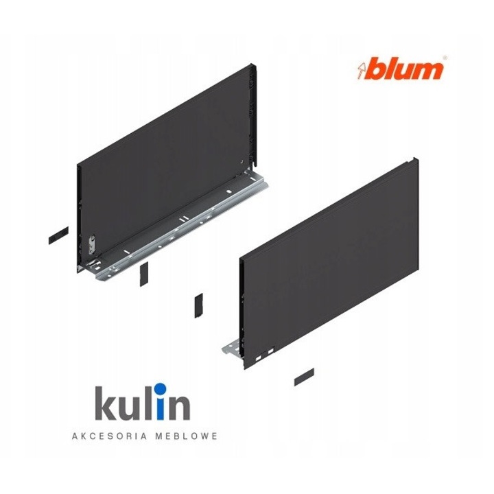 Страници за чекмедже LEGRABOX Blum, височина F, 600 мм, матово кафяво-черно, 1x пълен комплект + 4x капачки