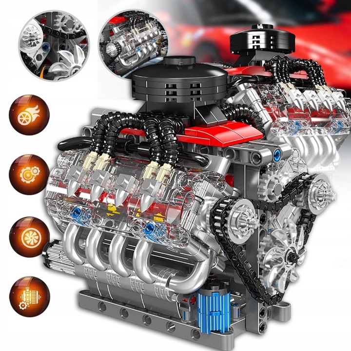 Set de constructie, motor V8, pentru baieti si fete