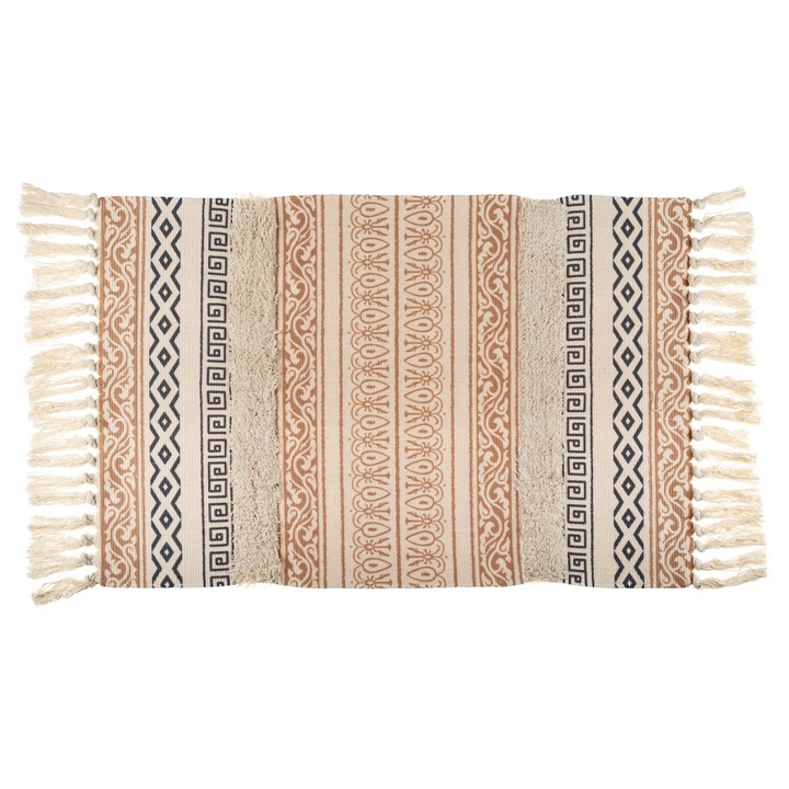 Килимче BOHO, Galicja, 60x90см, кремаво с карамелен и гранатов десен, противоплъзгащо