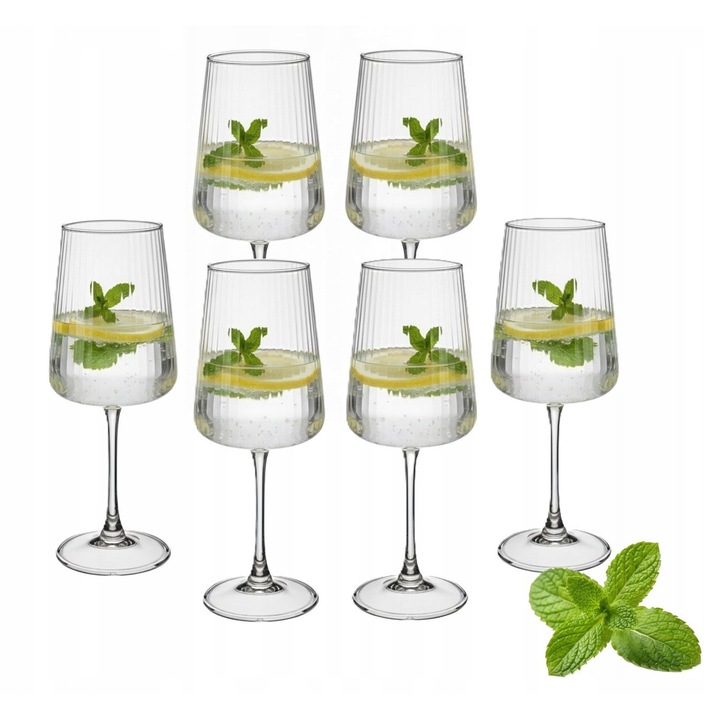 Set 6 pahare Galicja pentru vin rosu 540 ml, design ryflowane