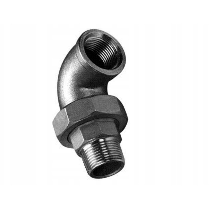 Fittings, Hydromet, horganyzott sarokcsatlakozó 5/4', tömítéssel, fém
