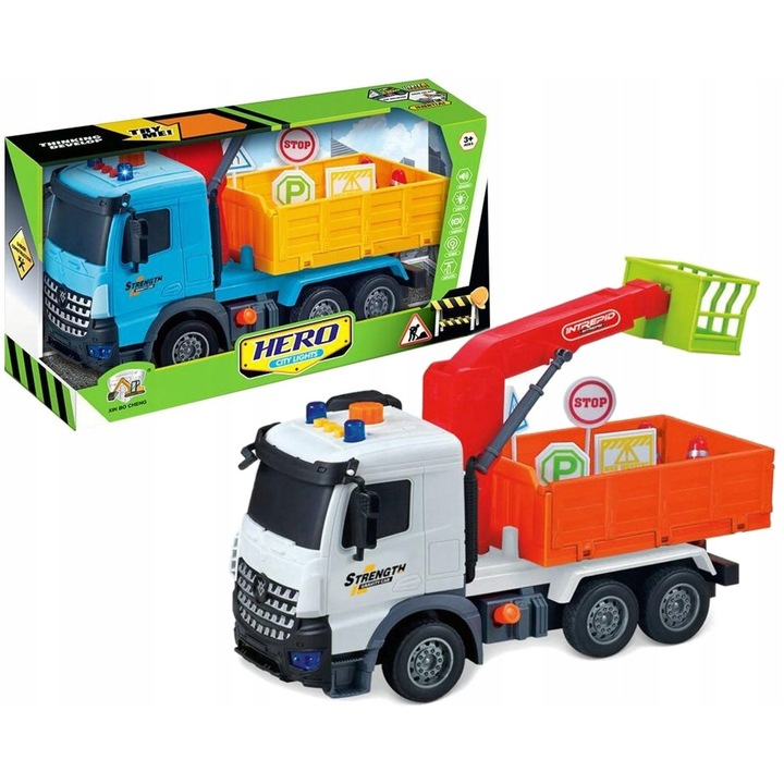 Camion cu basculanta interactiva Nicola Toys, cu efecte sonore si lumini, 27x14x12cm, multicolor