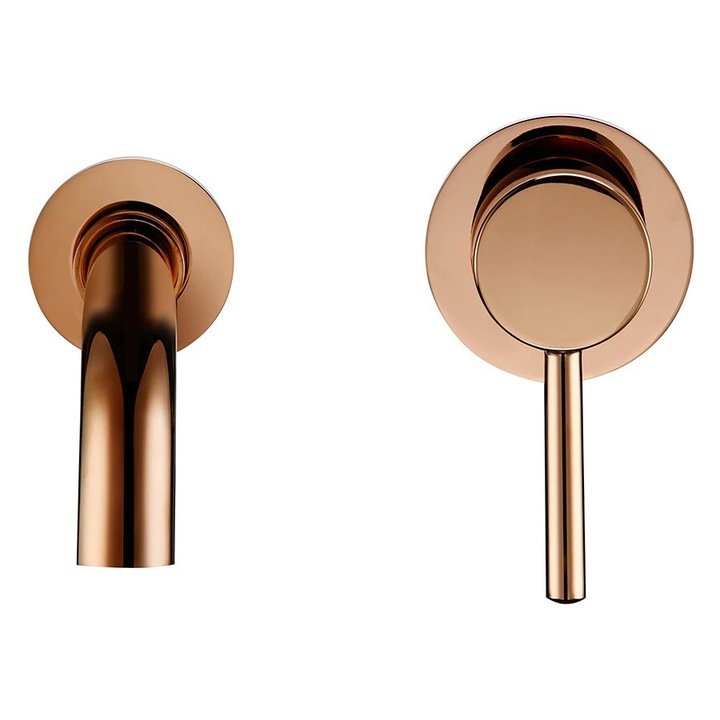 Baterie umywalka, miedziana, 21cm, ceramica, finisaj lucios, set