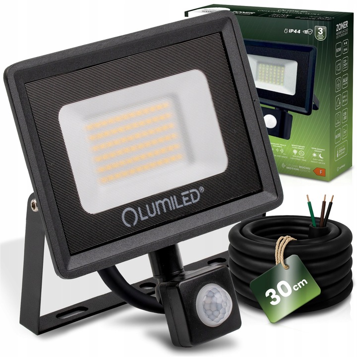 LED projektor Lumiled, 50W, mozgásérzékelővel, fekete