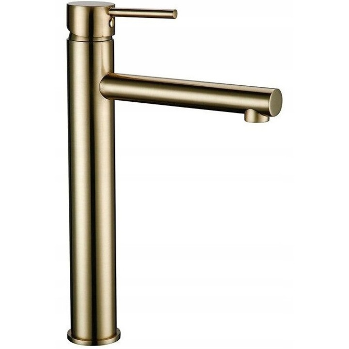 Baterie nablata, zlat mat, ceramica, montaj pe blat, set complet