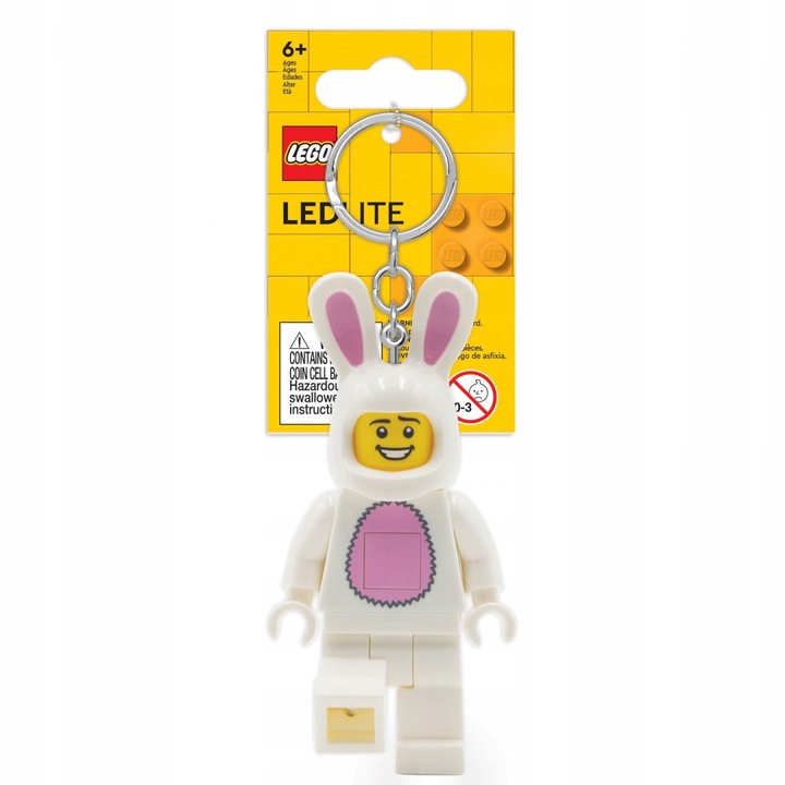 LEGO kulcstartó zseblámpa, nyuszi modell, 7,6cm, 1 elem, 6+ éves kortól