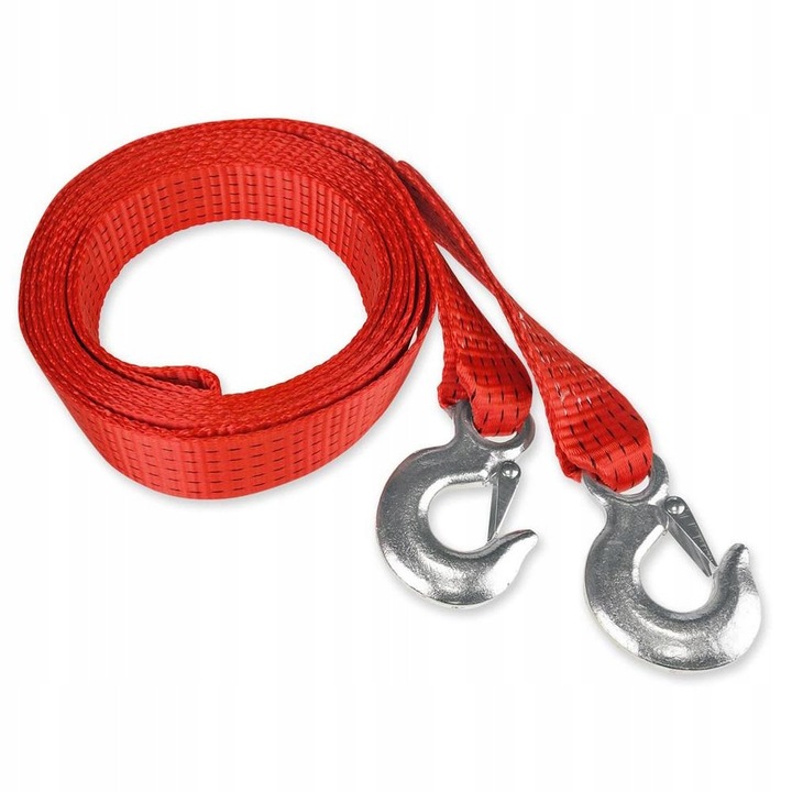 Curea remorcare 7500kg 50mm 5m cu 2 carlige, rosie