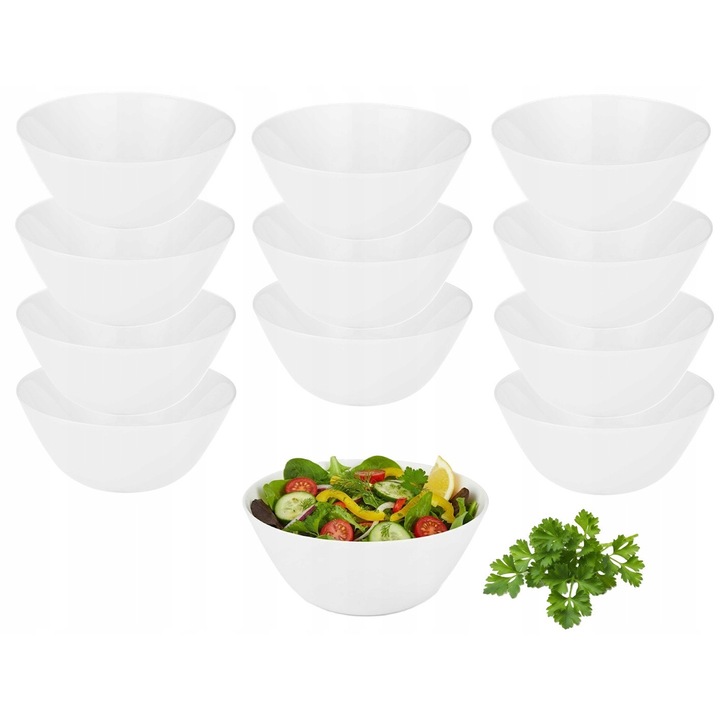 Комплект от 12 купи, Galicja, бяло стъкло, 18см