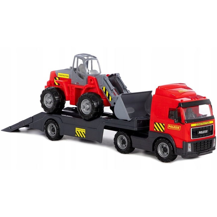 Set camion cu remorca si incarcator, Polesie, dimensiuni 77x25x21cm, colorat