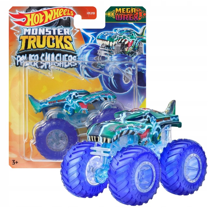 Masinute Hot Wheels set Monster Trucks POWER SMASHERS MEGA WREX, multicolor