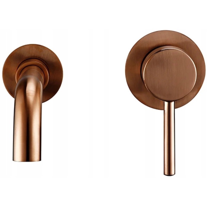 Baterie umywalka PREMIUM+ cu finisaj din cupru periat, lungime 26cm, ceramica, set