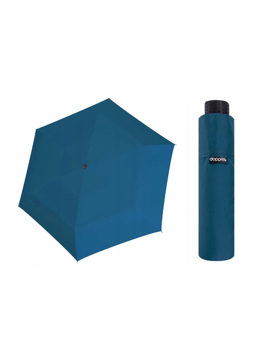 Umbrela femei Doppler, manuala, albastra, 22x90cm, 140g, cu husa
