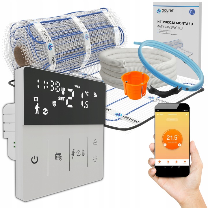 Електрическа нагревателна подложка Acurel 4м2, 160W/м2, WiFi термостат, 70C, IPX7