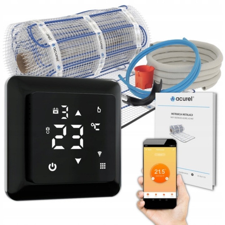 Нагревателна подложка 160W/m2 + Термостат WiFi Acurel Set 1m2, 50x100cm, Multicolor