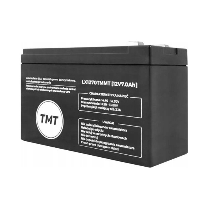 Gél akkumulátor 12V 7Ah, TMT, karbantartásmentes, extrém hőmérsékletnek ellenálló, 151x65x99mm