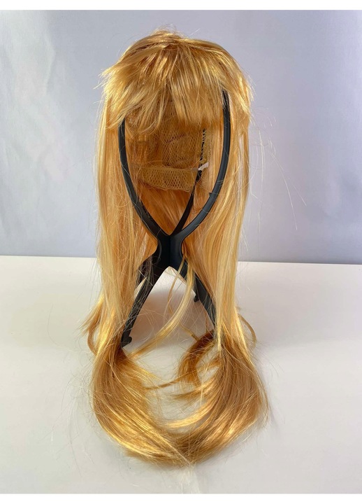 Peruca lunga blonda sintetica, par drept, set unisex